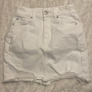 American Eagle Ripped White Jean Skirt